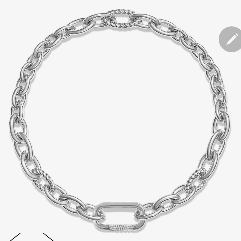 ADORNMONDE ADORN LUXE Bryn chain necklace rhodium plated New